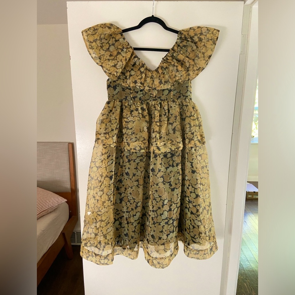Ganni Floral Print Midi Length Dress - worn once